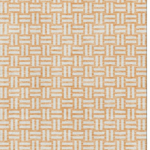 HomeRoots 10' X 14' Peach and Ivory Geometric Area Rug - Washable, UV Protected, Durable for Family Living Spaces 673561