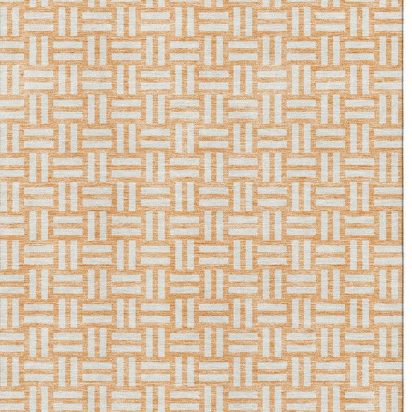 HomeRoots 10' X 14' Peach and Ivory Geometric Area Rug - Washable, UV Protected, Durable for Family Living Spaces 673561
