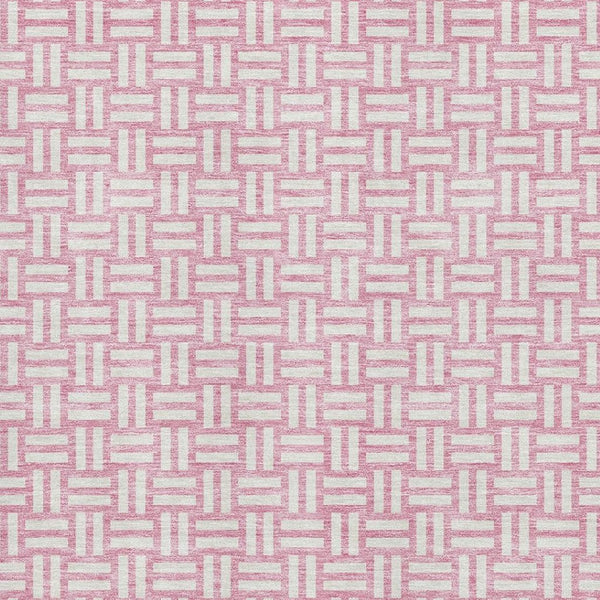 HomeRoots 5' X 8' Modern Pink & Ivory Abstract Geometric Area Rug - Washable, UV-Protected, Durable Design 673563