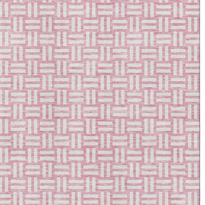 HomeRoots 8' X 10' Washable Pink and Ivory Abstract Geometric Area Rug with UV Protection for High-Traffic Spaces 673565