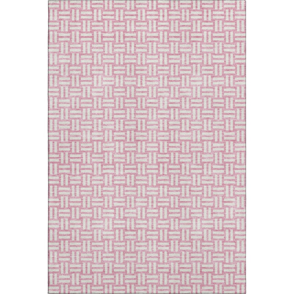 HomeRoots 10' X 14' Pink and Ivory Abstract Geometric Area Rug - Stylish, Washable, UV-Protected for Homes 673567