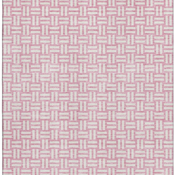 HomeRoots 10' X 14' Pink and Ivory Abstract Geometric Area Rug - Stylish, Washable, UV-Protected for Homes 673567