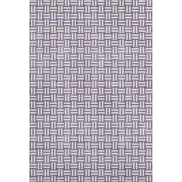 HomeRoots 5' X 8' Vibrant Purple and Ivory Geometric Area Rug – Washable, Stain Resistant, UV Protected Design 673569