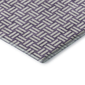 HomeRoots 5' X 8' Vibrant Purple and Ivory Geometric Area Rug – Washable, Stain Resistant, UV Protected Design 673569
