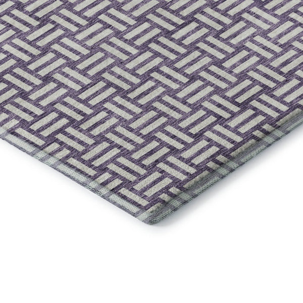 HomeRoots 5' X 8' Vibrant Purple and Ivory Geometric Area Rug – Washable, Stain Resistant, UV Protected Design 673569
