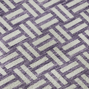HomeRoots 5' X 8' Vibrant Purple and Ivory Geometric Area Rug – Washable, Stain Resistant, UV Protected Design 673569