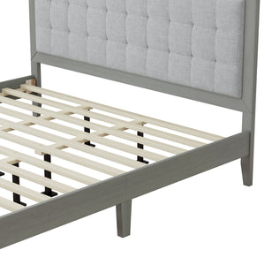 English Elm Christopher Knight Home® - Solid Wood Platform Bed With Upholstered Tufted Headboard - Mid-Century Style, Durable Support & Comfort N758P197693G