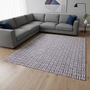 HomeRoots 8' X 10' Stunning Purple and Ivory Abstract Geometric Washable Area Rug with UV Protection & Durability 673571