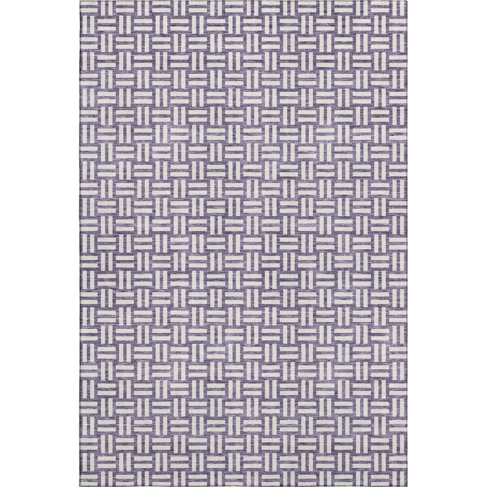 HomeRoots 9' X 12' Purple and Ivory Abstract Geometric Washable Area Rug – Durable, UV Protected & Stylish! 673572