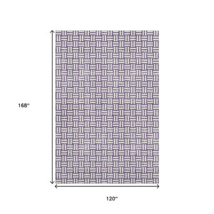HomeRoots 10' X 14' Stylish Purple & Ivory Abstract Geometric Washable Area Rug with UV Protection & Durability 673573