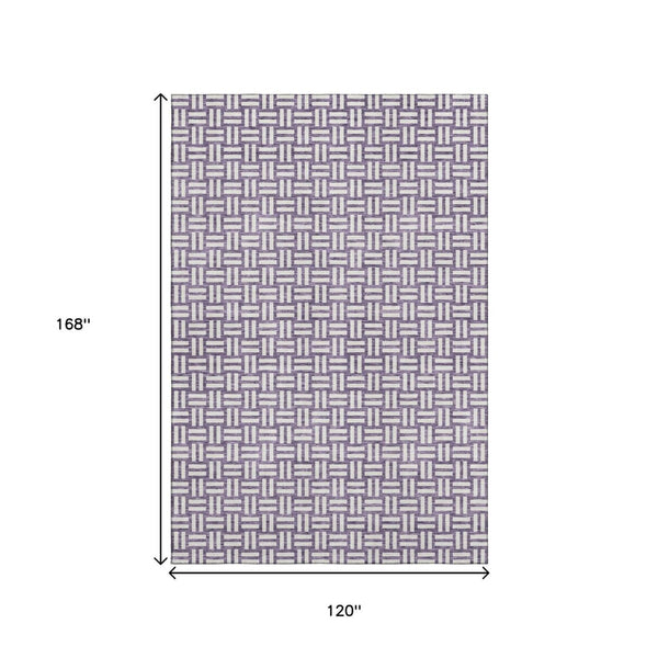 HomeRoots 10' X 14' Stylish Purple & Ivory Abstract Geometric Washable Area Rug with UV Protection & Durability 673573