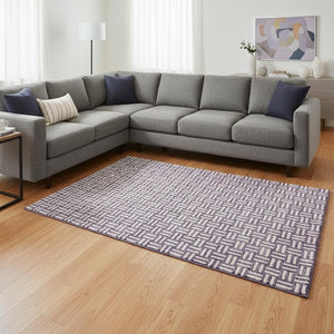 HomeRoots 10' X 14' Stylish Purple & Ivory Abstract Geometric Washable Area Rug with UV Protection & Durability 673573