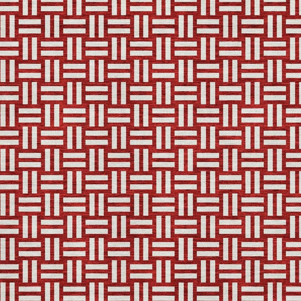 HomeRoots 8' X 10' Contemporary Red and Ivory Abstract Geometric Area Rug - Washable, Durable, UV Protected 673577