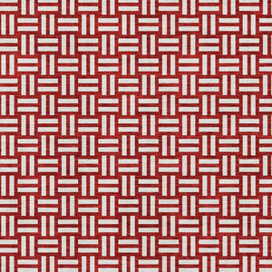 HomeRoots 9' X 12' Stylish Red & Ivory Geometric Washable Area Rug with UV Protection for Modern Interiors 673578