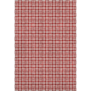 HomeRoots 10' Red and Ivory Abstract Geometric Area Rug - Washable, UV Protected, Perfect for Active Homes 673579