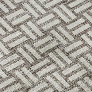 HomeRoots 8' Taupe and Beige Abstract Geometric Round Rug - Washable, UV-Protected, Durable for Homes 673582