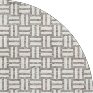 HomeRoots 8' Taupe and Beige Abstract Geometric Round Rug - Washable, UV-Protected, Durable for Homes 673582