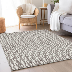 HomeRoots 8' X 10' Stylish Taupe & Beige Abstract Geometric Area Rug - Washable, UV Protected & Stain Resistant! 673583