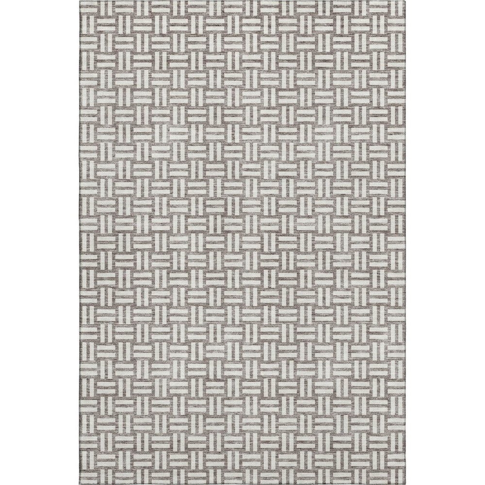 HomeRoots 9' X 12' Taupe & Beige Geometric Area Rug - Washable, UV Protected, Durable for Modern Homes 673584