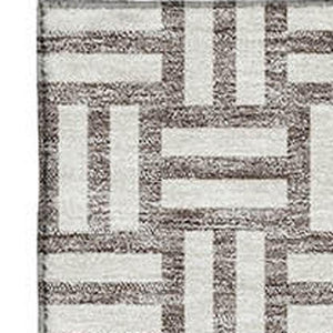 HomeRoots 10' X 14' Modern Taupe & Beige Abstract Geometric Area Rug - Washable, UV Protected, Durable Design 673585