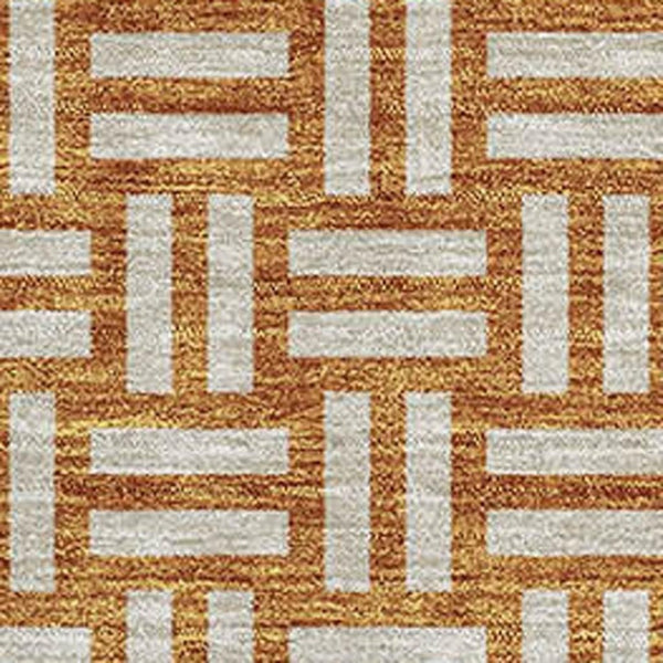 HomeRoots 8' X 10' Washable Terra Cotta & Beige Abstract Geometric Area Rug with UV Protection for Homes 673595