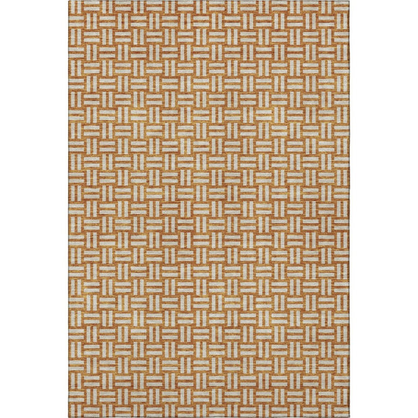 HomeRoots 9' X 12' Stylish Terra Cotta & Beige Abstract Geometric Area Rug - Washable, UV Protected & Durable 673596