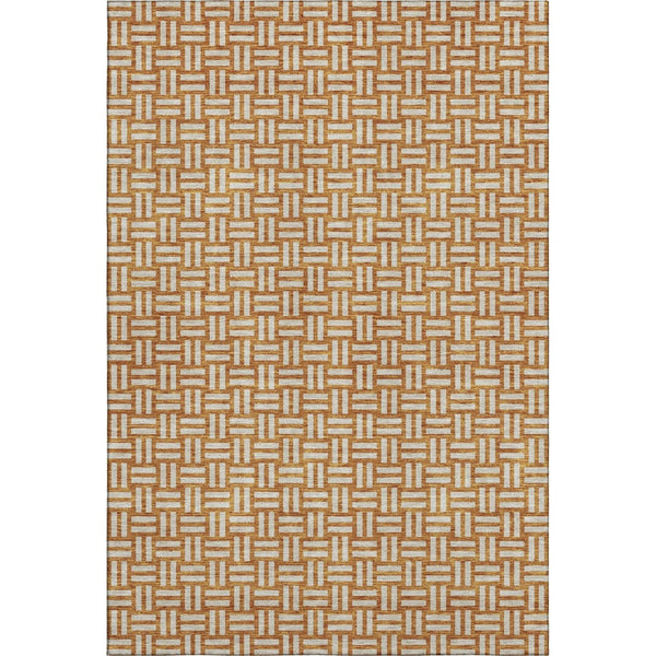 HomeRoots 10' X 14' Stylish Terra Cotta & Beige Abstract Area Rug - Washable, UV-Protected & Family-Friendly! 673597