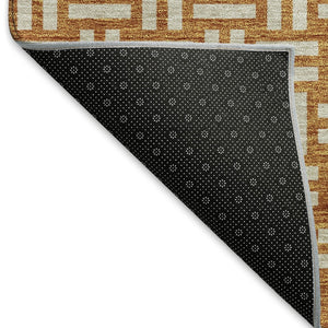 HomeRoots 10' X 14' Stylish Terra Cotta & Beige Abstract Area Rug - Washable, UV-Protected & Family-Friendly! 673597