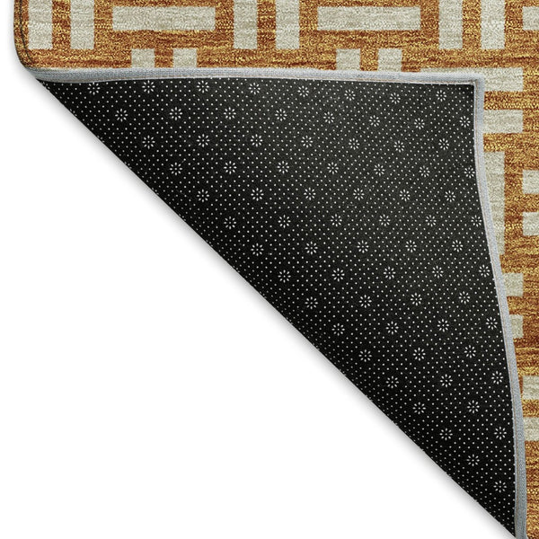 HomeRoots 10' X 14' Stylish Terra Cotta & Beige Abstract Area Rug - Washable, UV-Protected & Family-Friendly! 673597