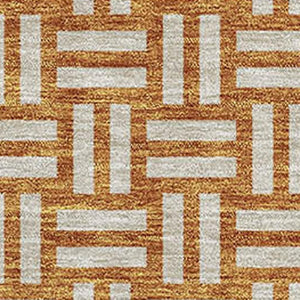 HomeRoots 10' X 14' Stylish Terra Cotta & Beige Abstract Area Rug - Washable, UV-Protected & Family-Friendly! 673597