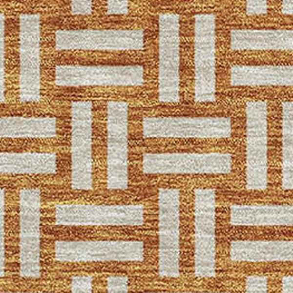 HomeRoots 10' X 14' Stylish Terra Cotta & Beige Abstract Area Rug - Washable, UV-Protected & Family-Friendly! 673597