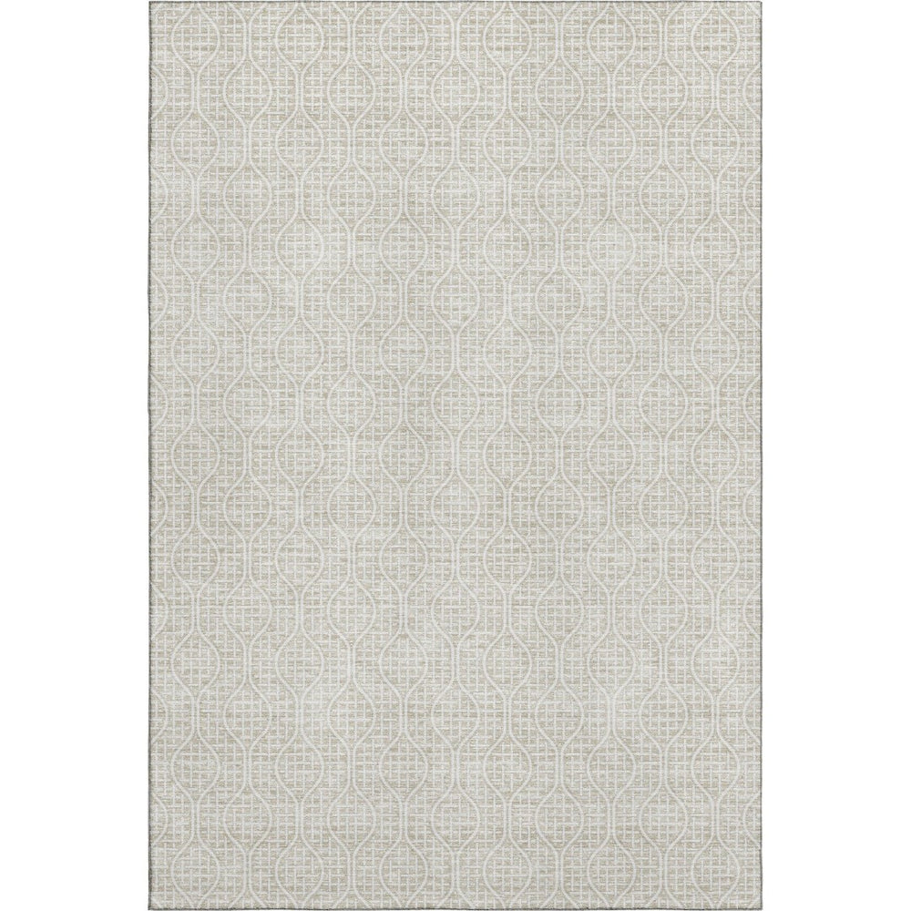 HomeRoots 5' X 8' Beige and Ivory Geometric Area Rug - Washable, UV-Protected, Durable & Stylish for Your Home 673599