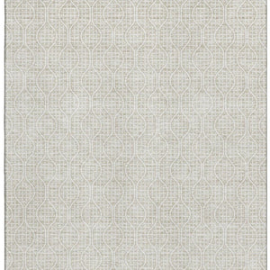 HomeRoots 5' X 8' Beige and Ivory Geometric Area Rug - Washable, UV-Protected, Durable & Stylish for Your Home 673599