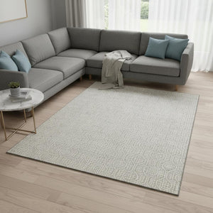 HomeRoots 8' X 10' Beige & Ivory Geometric Area Rug - Durable, Washable Design with UV & Stain Resistance 673601