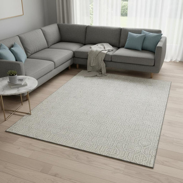 HomeRoots 8' X 10' Beige & Ivory Geometric Area Rug - Durable, Washable Design with UV & Stain Resistance 673601