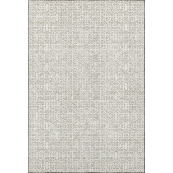 HomeRoots 8' X 10' Beige & Ivory Geometric Area Rug - Durable, Washable Design with UV & Stain Resistance 673601