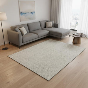 HomeRoots 9' X 12' Beige and Ivory Geometric Washable Area Rug - Durable, UV-Protected, Perfect for Families 673602