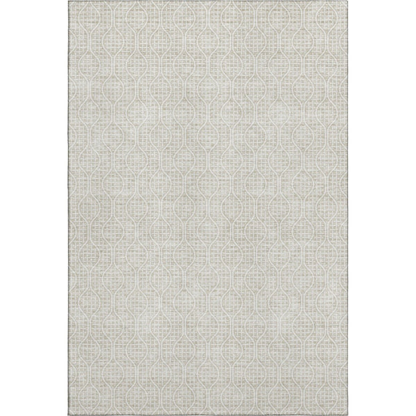 HomeRoots 9' X 12' Beige and Ivory Geometric Washable Area Rug - Durable, UV-Protected, Perfect for Families 673602