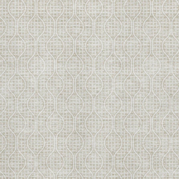 HomeRoots 9' X 12' Beige and Ivory Geometric Washable Area Rug - Durable, UV-Protected, Perfect for Families 673602