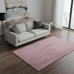 HomeRoots 5' X 8' Blush & Ivory Geometric Area Rug – Washable, UV Protected, Stain Resistant for Modern Homes 673605