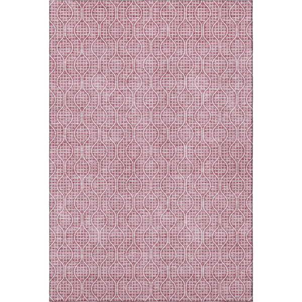 HomeRoots 5' X 8' Blush & Ivory Geometric Area Rug – Washable, UV Protected, Stain Resistant for Modern Homes 673605