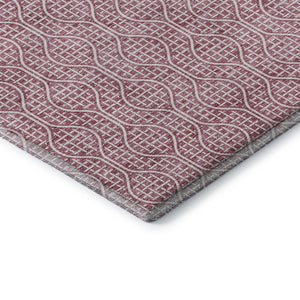 HomeRoots 8' Blush and Ivory Geometric Round Rug - Stylish, Washable, UV-Protected for Family-Friendly Spaces 673606