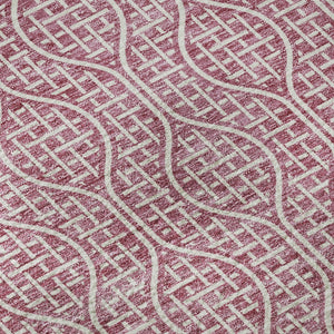HomeRoots 8' Blush and Ivory Geometric Round Rug - Stylish, Washable, UV-Protected for Family-Friendly Spaces 673606