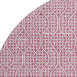 HomeRoots 8' Blush and Ivory Geometric Round Rug - Stylish, Washable, UV-Protected for Family-Friendly Spaces 673606