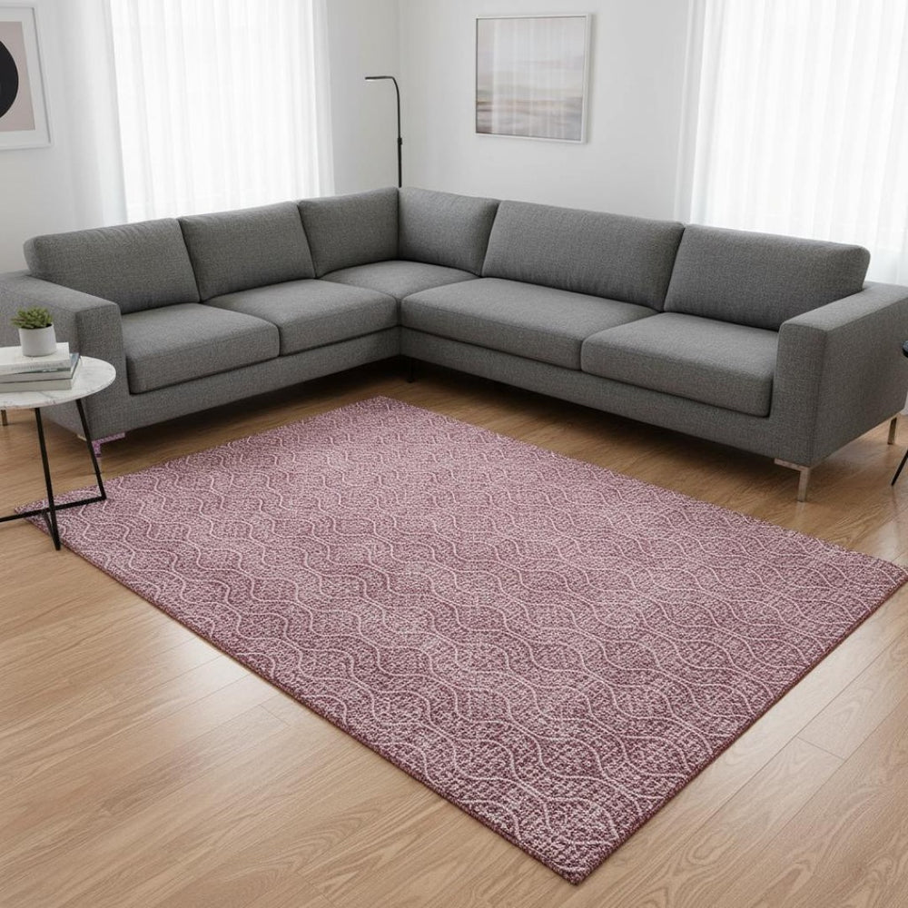 HomeRoots 8' X 10' Stylish Blush & Ivory Geometric Area Rug - Durable, Washable, UV Protected for Modern Homes 673607