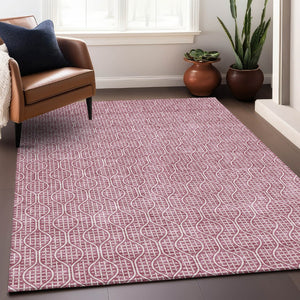 HomeRoots 8' X 10' Stylish Blush & Ivory Geometric Area Rug - Durable, Washable, UV Protected for Modern Homes 673607