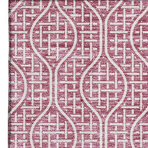 HomeRoots 8' X 10' Stylish Blush & Ivory Geometric Area Rug - Durable, Washable, UV Protected for Modern Homes 673607
