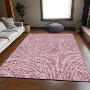 HomeRoots 9' X 12' Blush Ivory Geometric Area Rug - Washable, UV Protected, Stylish & Durable for Homes 673608