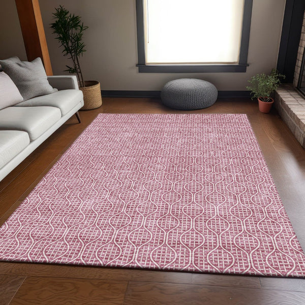 HomeRoots 9' X 12' Blush Ivory Geometric Area Rug - Washable, UV Protected, Stylish & Durable for Homes 673608
