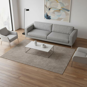 HomeRoots 5' X 8' Washable Brown and Beige Geometric Area Rug with UV Protection for Modern Homes & Durability 673611